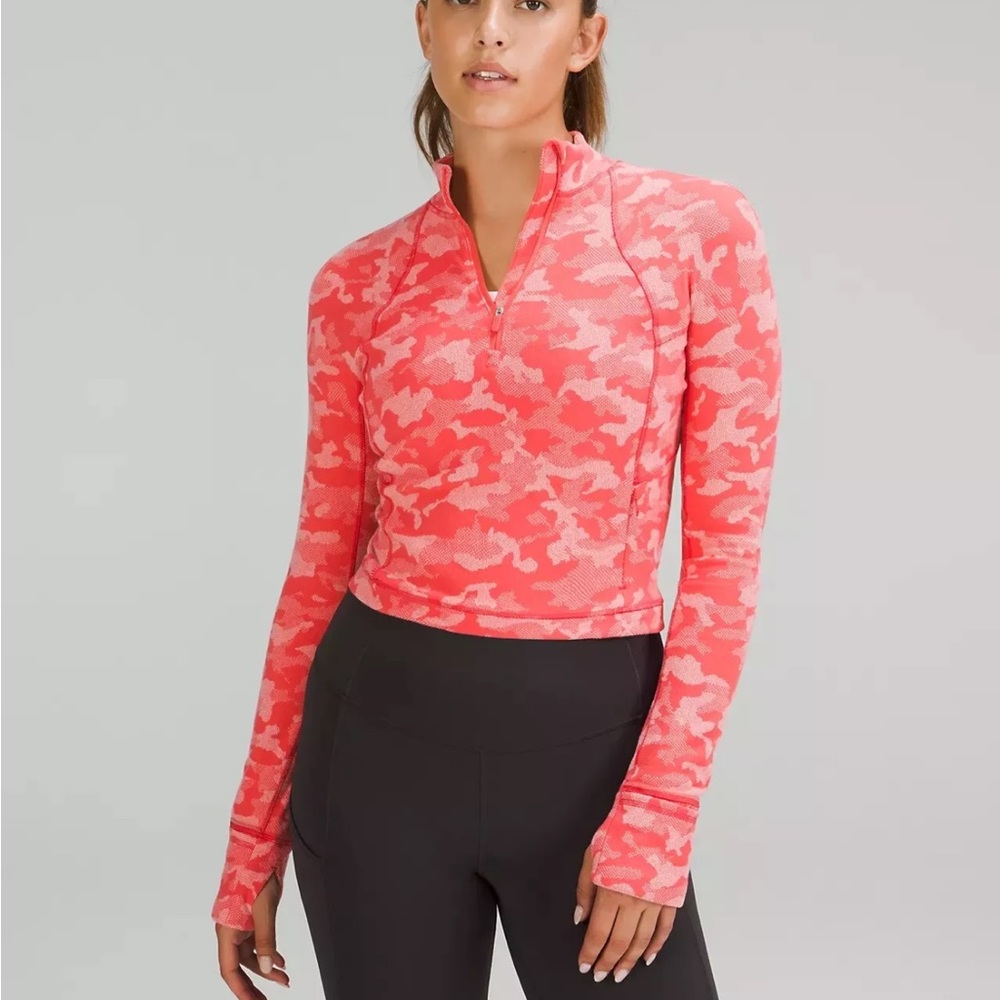 Lululemon pink cropped quarter zip